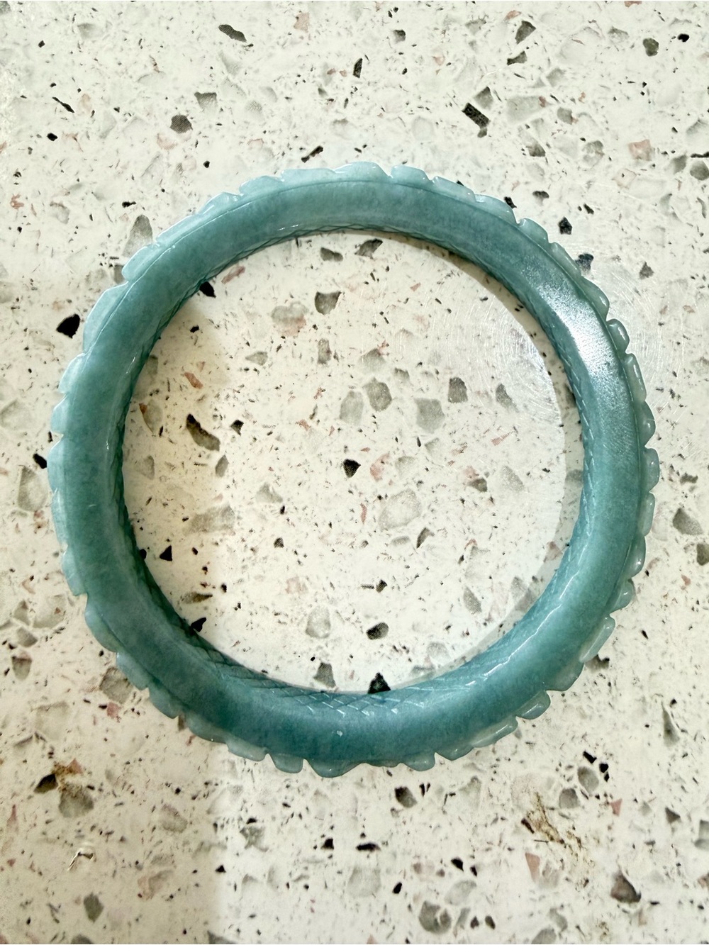 57.3mm/2.21inch Natural Guatemalan Blue Water Jadeite Hand Carved Bangle
